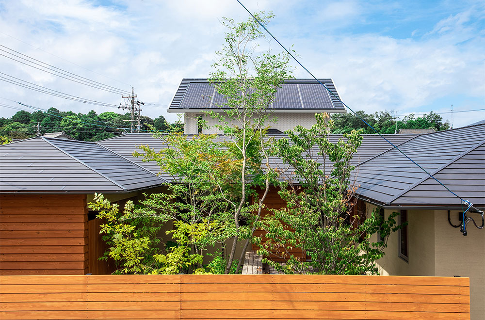 多彩な植栽が住む家族の目を楽しませてくれる